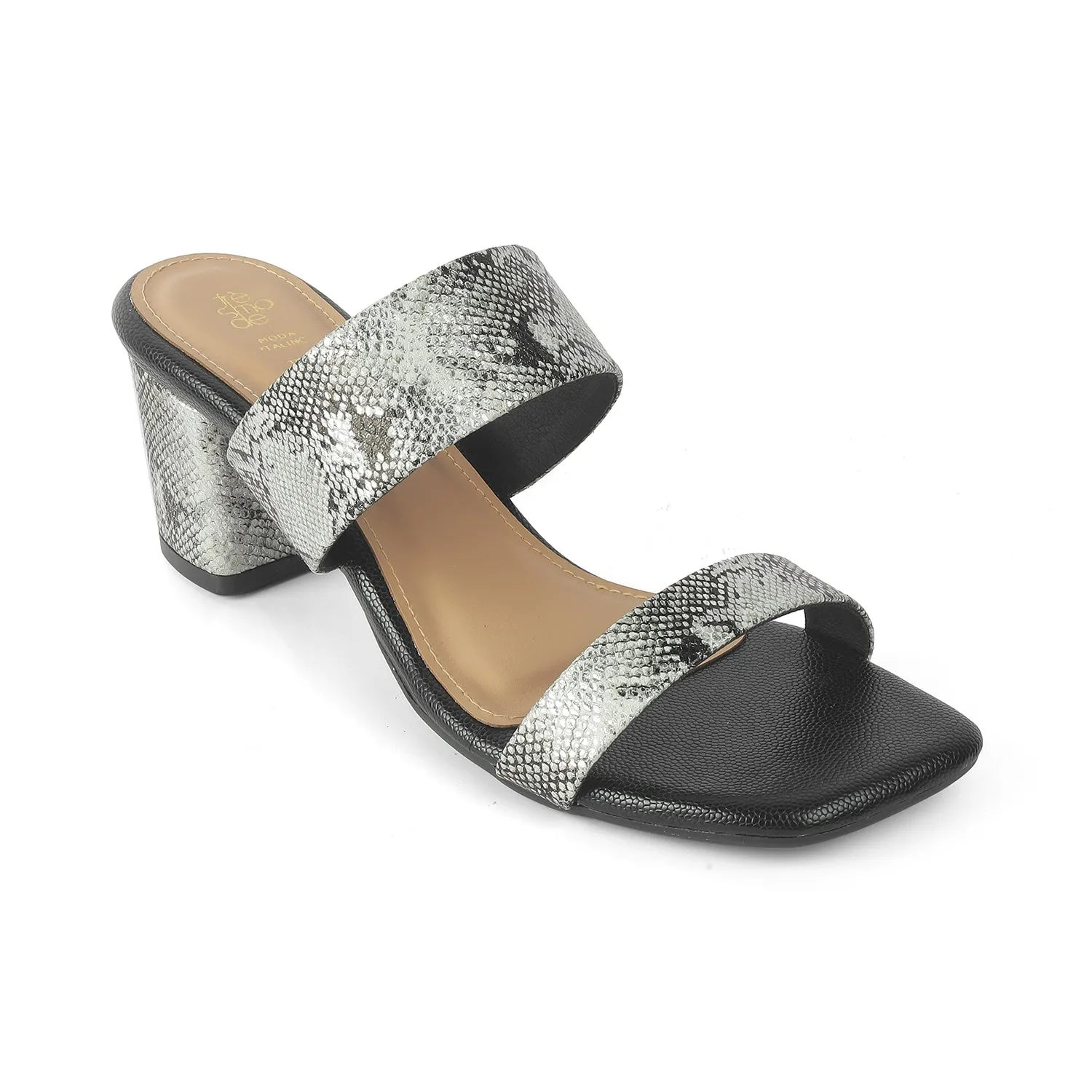 Tresmode Rentu Pewter Women's Dress Block Heel Sandals