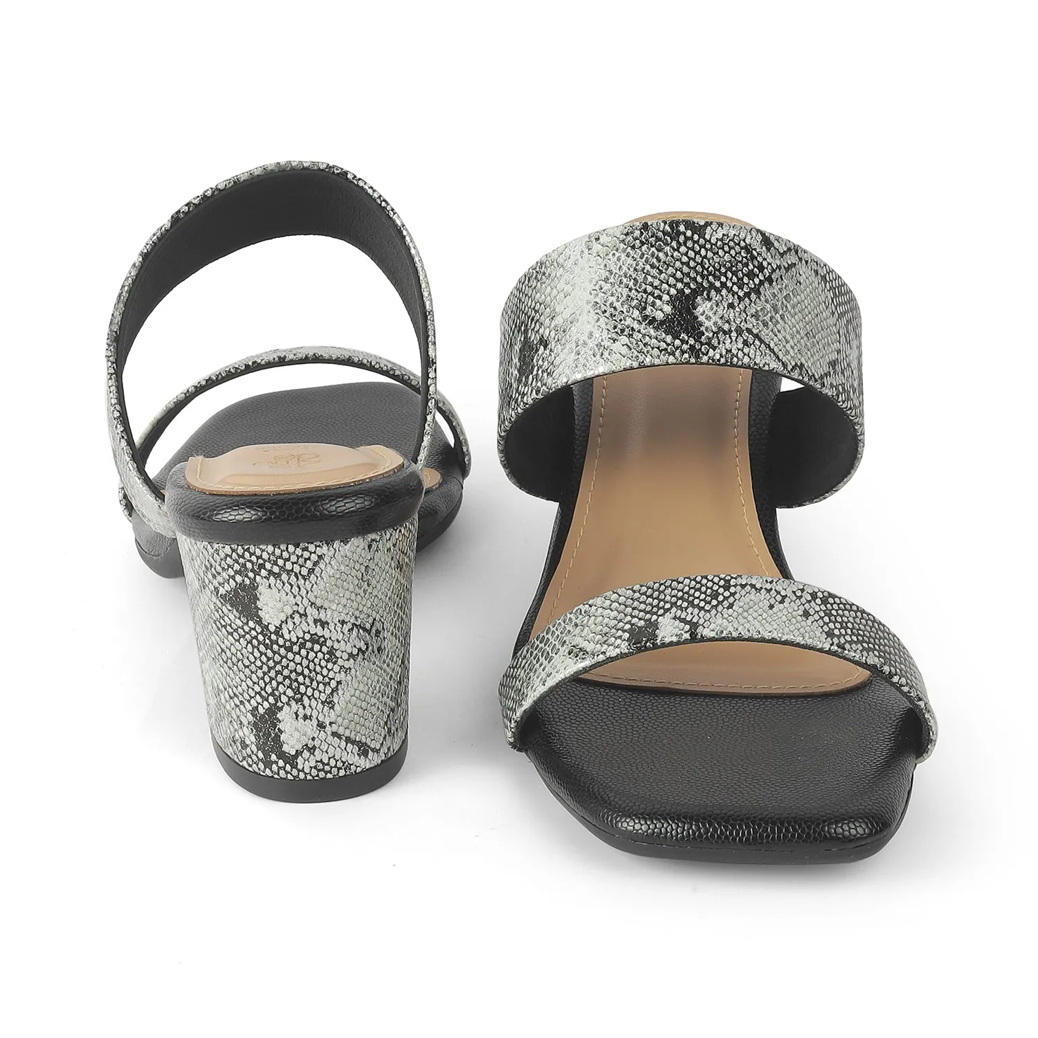 Tresmode Rentu Pewter Women's Dress Block Heel Sandals