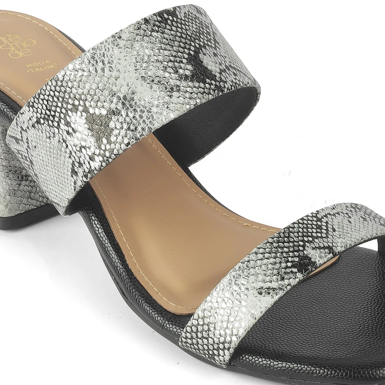 Tresmode Rentu Pewter Women's Dress Block Heel Sandals