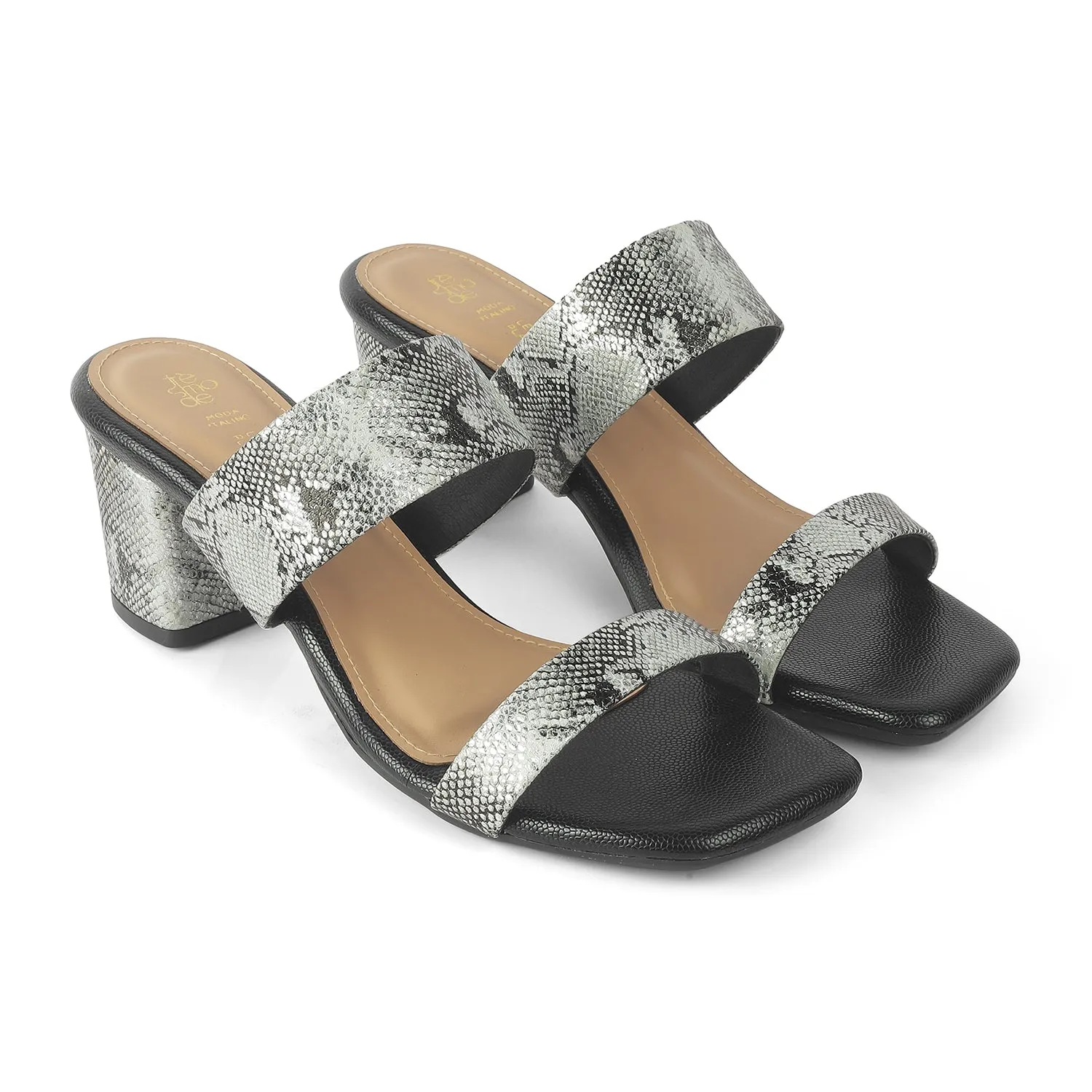 Tresmode Rentu Pewter Women's Dress Block Heel Sandals