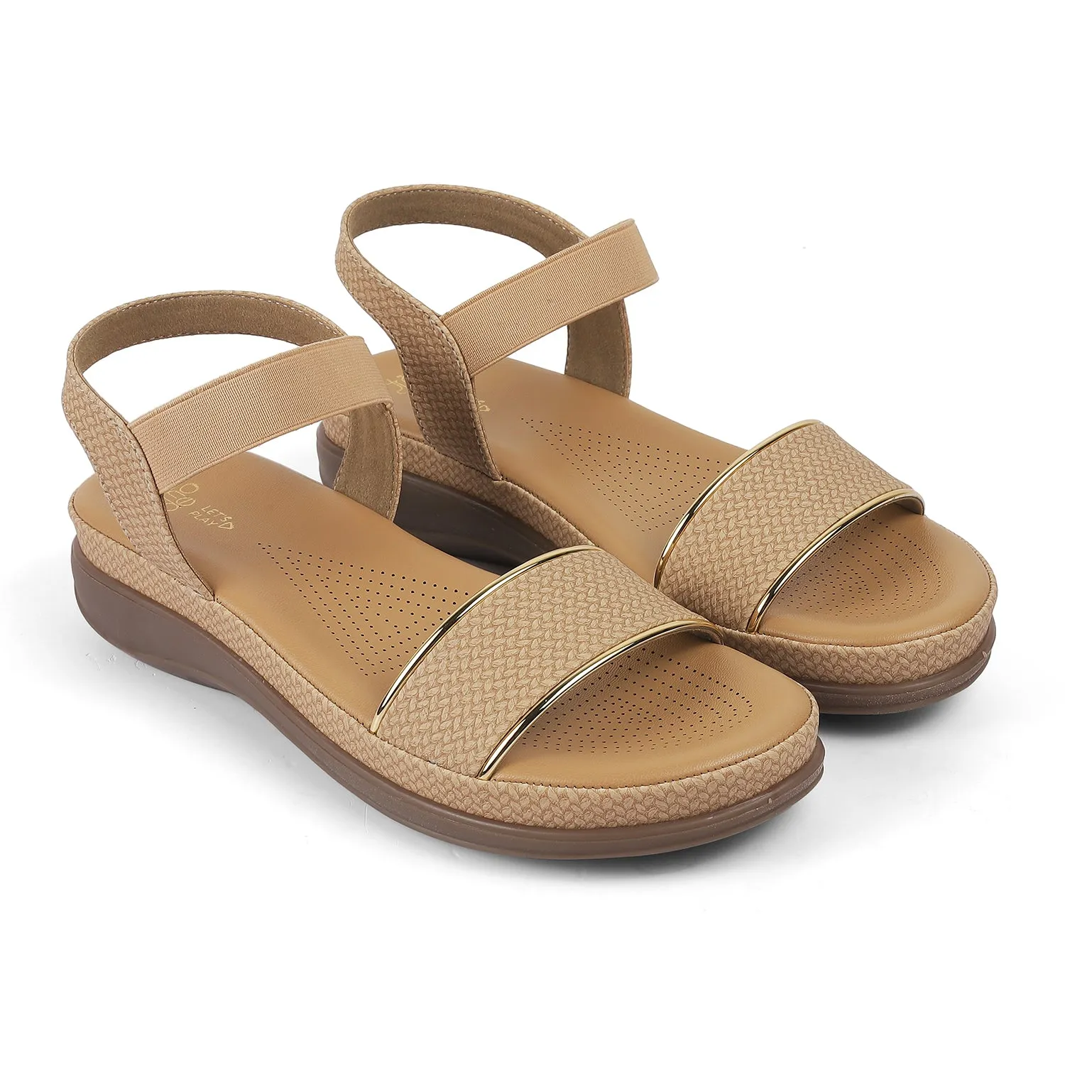 Tresmode Reny Beige Women's Casual Platform Flats