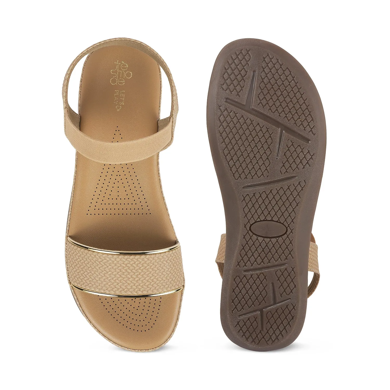 Tresmode Reny Beige Women's Casual Platform Flats