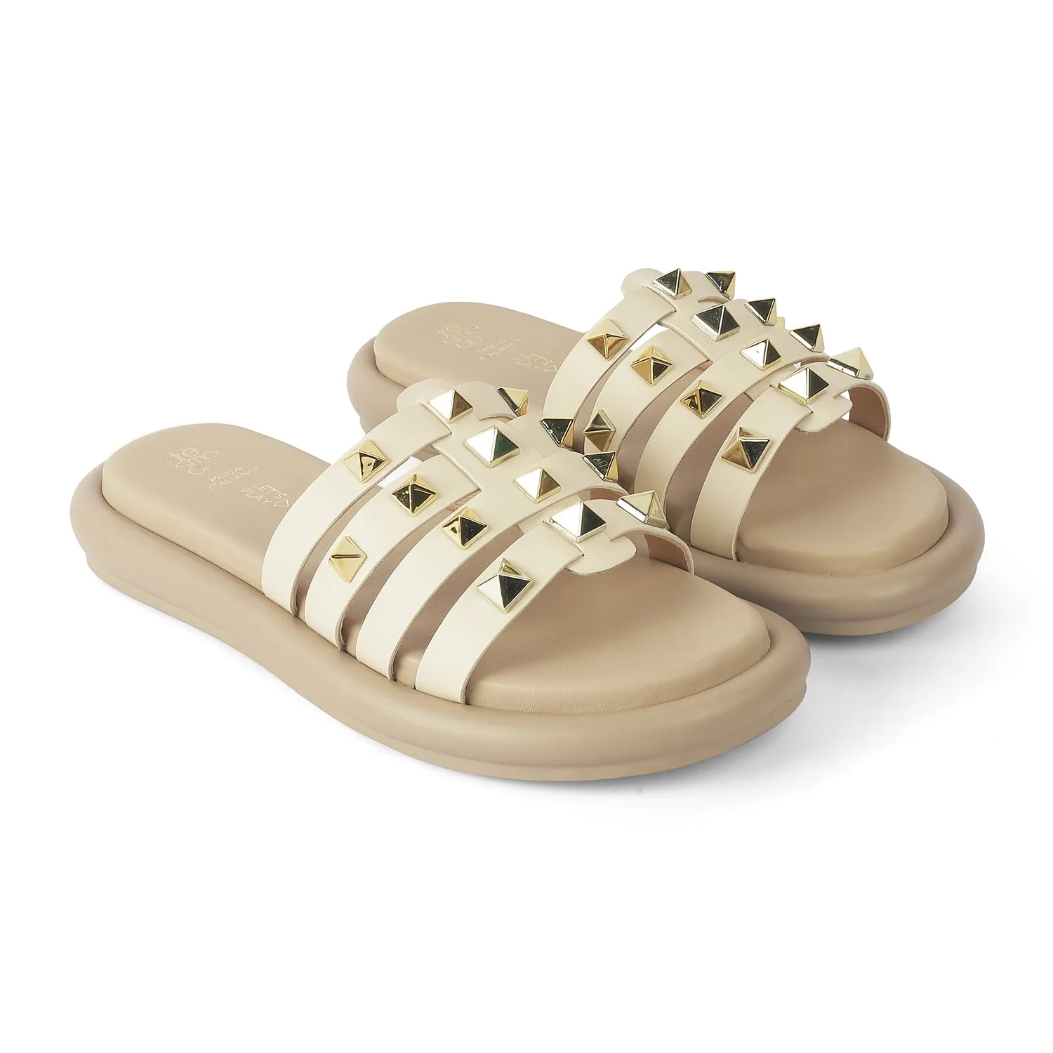 Tresmode Rovoro Beige Women's Casual Platform Flats