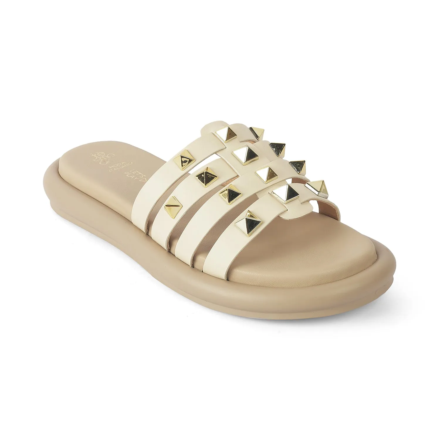 Tresmode Rovoro Beige Women's Casual Platform Flats