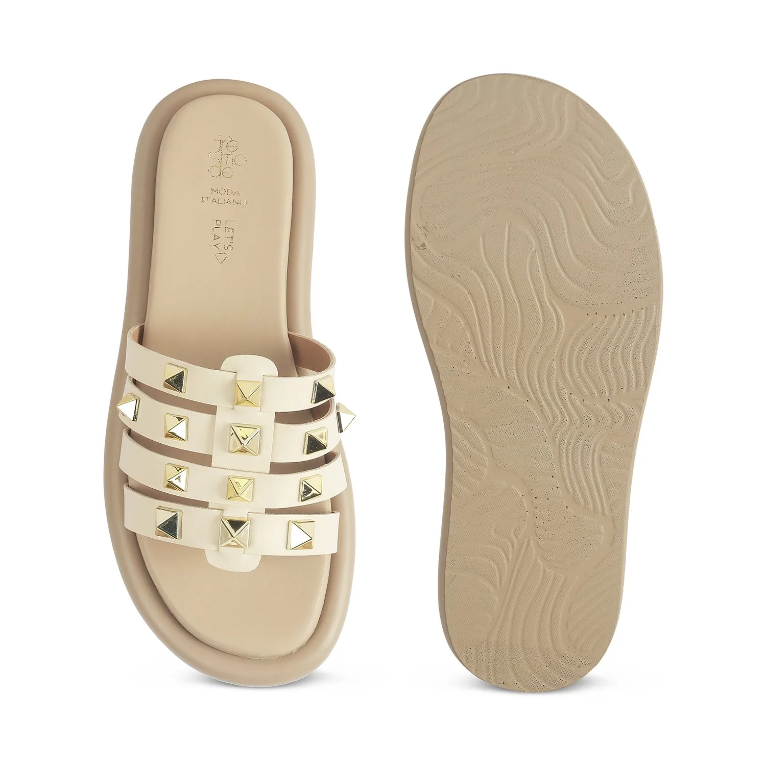 Tresmode Rovoro Beige Women's Casual Platform Flats