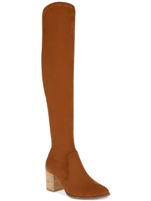 Trude Womens Faux-Suede Block-Heel Over-The-Knee Boots