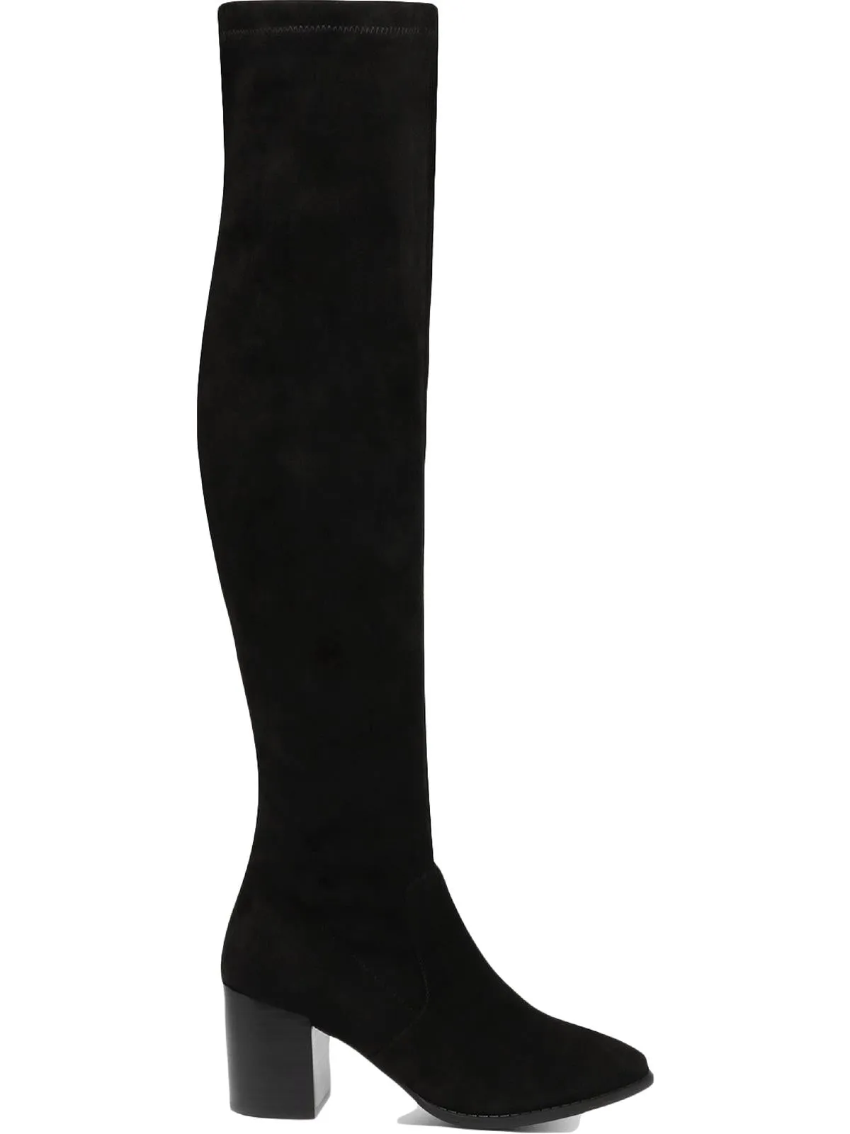 Trude Womens Faux-Suede Block-Heel Over-The-Knee Boots