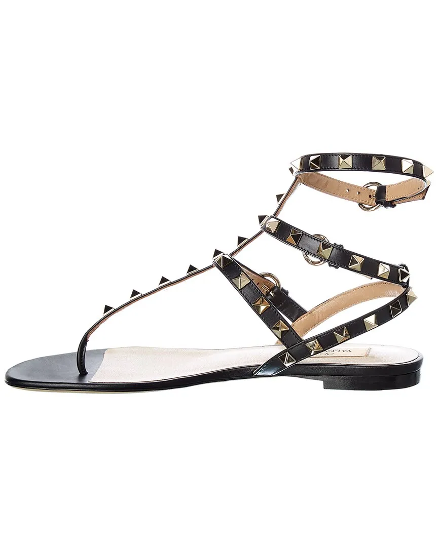 Valentino Rockstud Caged Leather Ankle Strap Sandal