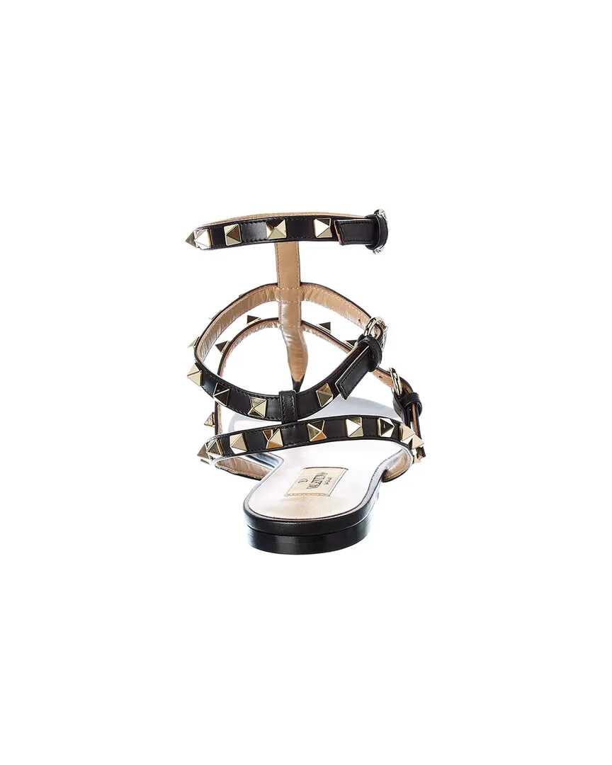 Valentino Rockstud Caged Leather Ankle Strap Sandal