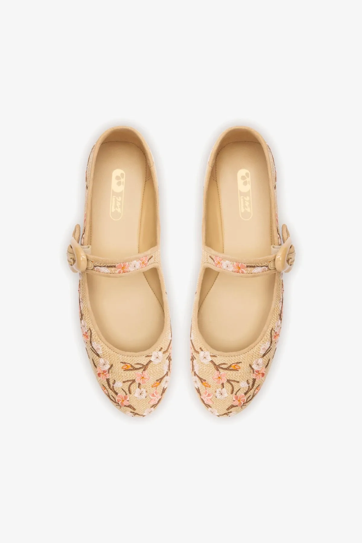 Verona Ballet Flat In Beige Sakura Printed Raffia