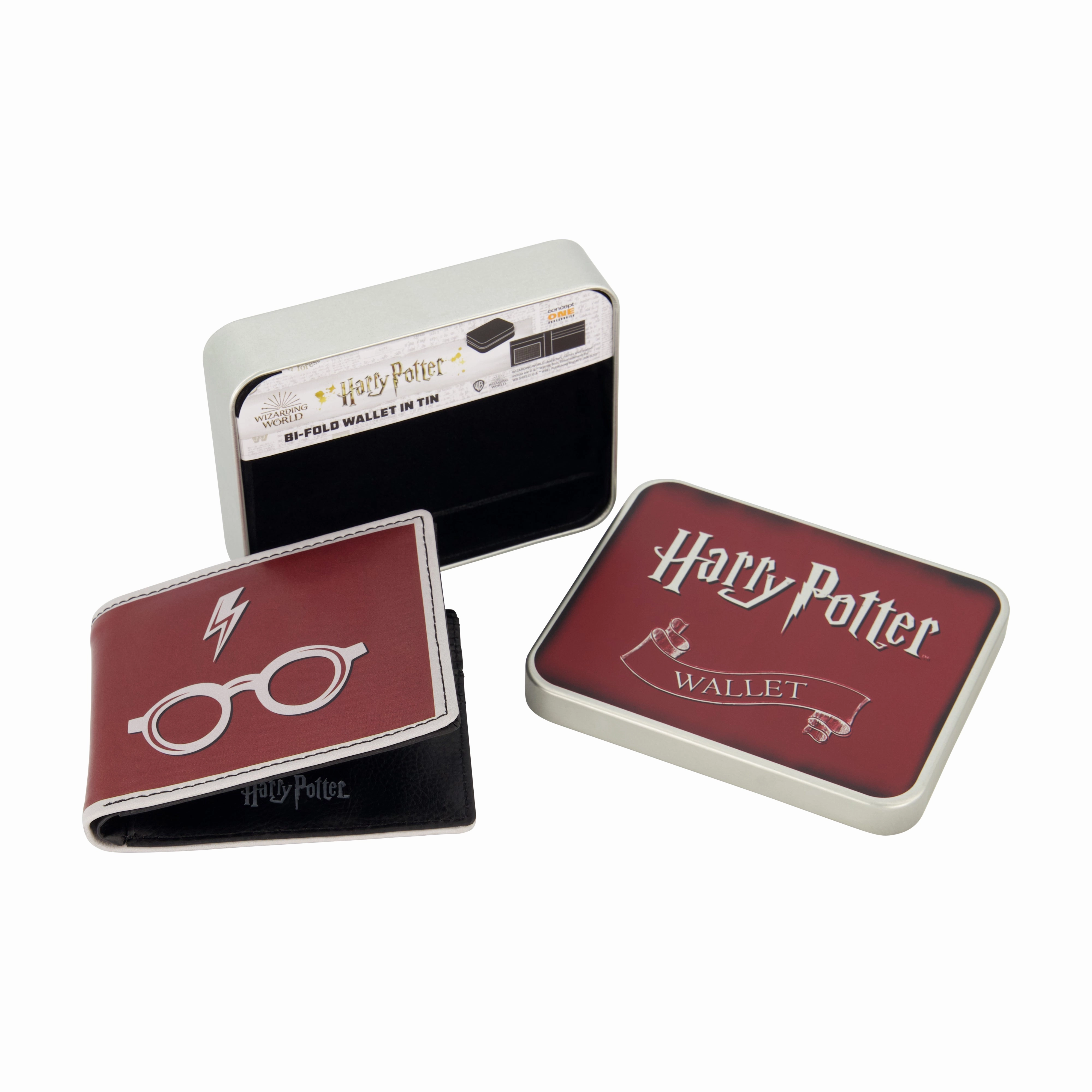 WB HARRY POTTER Lightining Bolt And Glasses in Burgundy Bifold Wallet, Slim Wallet with Decorative Tin for Men and Women ecco Shoes