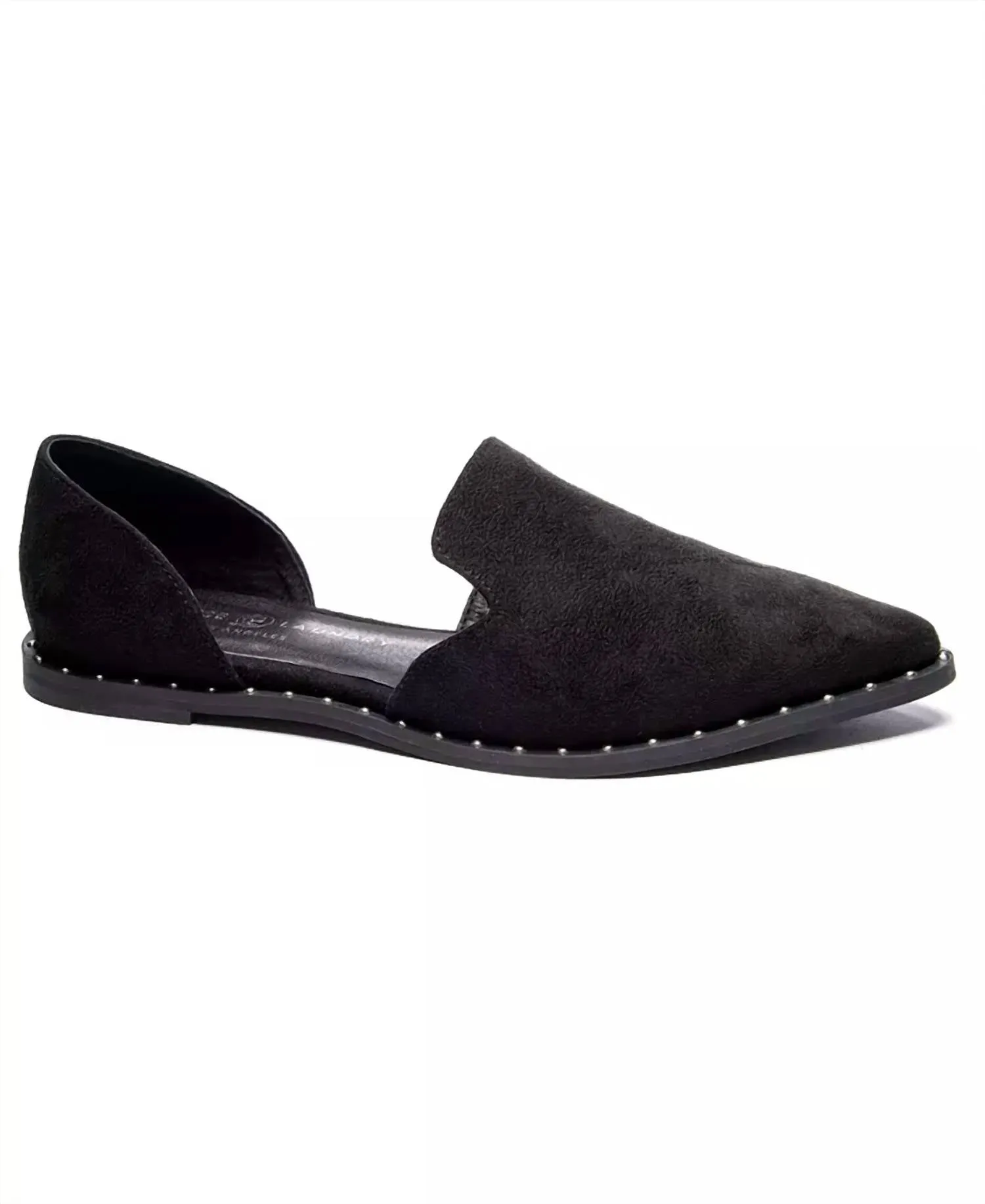 Women's Emy Pointed Toe D'orsay Flats In Black Fine Suede