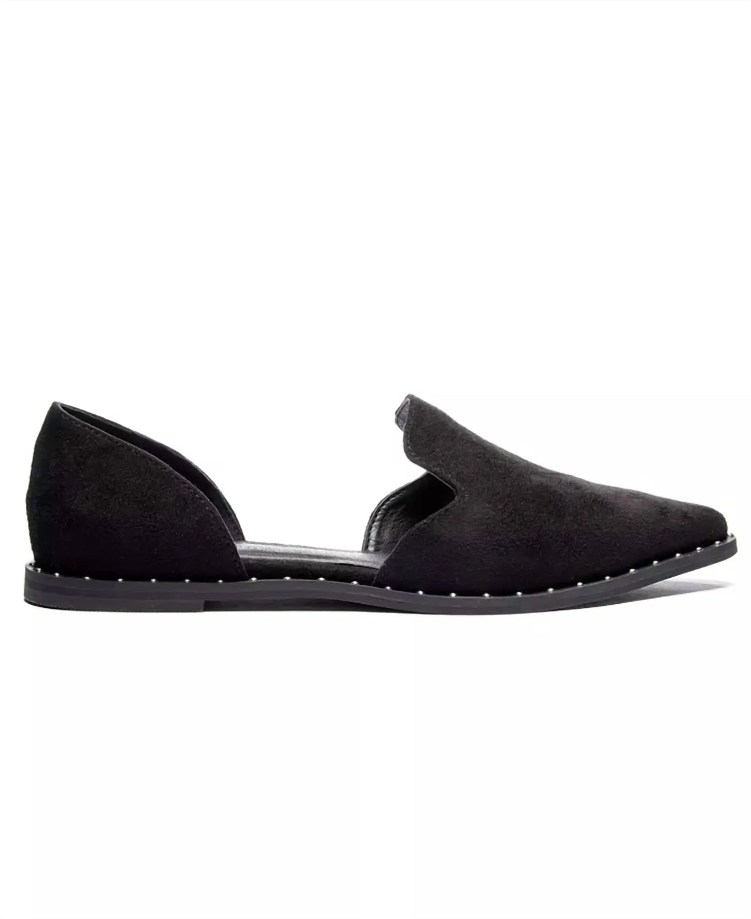 Women's Emy Pointed Toe D'orsay Flats In Black Fine Suede