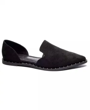 Women's Emy Pointed Toe D'orsay Flats In Black Fine Suede