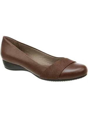 Womens Faux Leather Heeled Ballet Flats