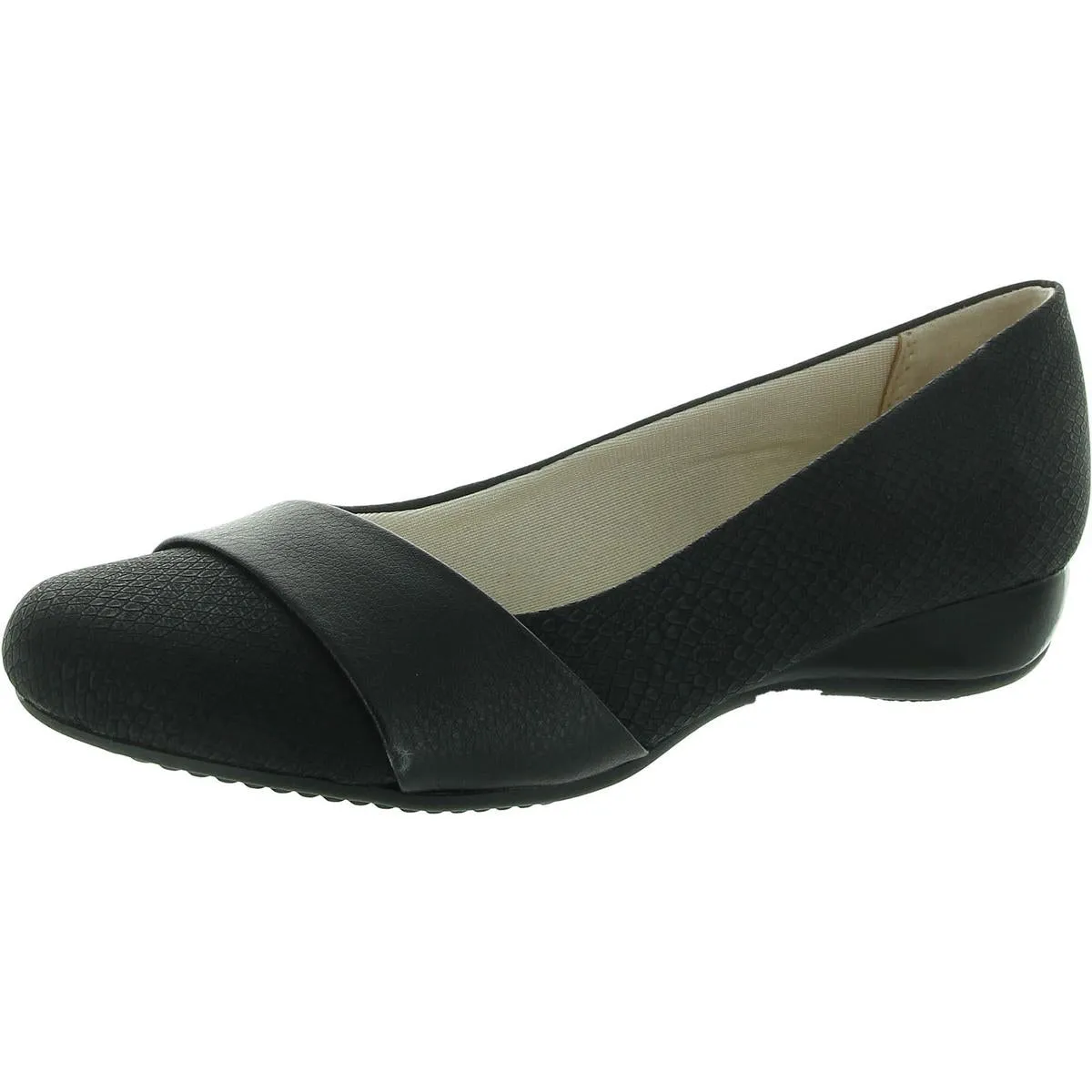 Womens Faux Leather Heeled Ballet Flats