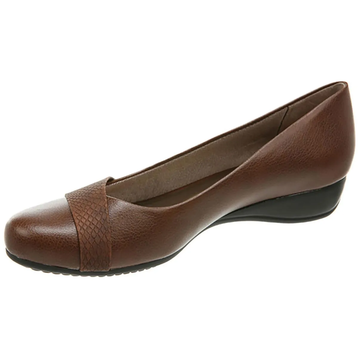 Womens Faux Leather Heeled Ballet Flats
