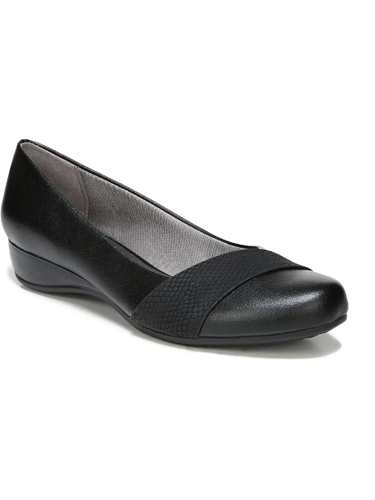 Womens Faux Leather Heeled Ballet Flats