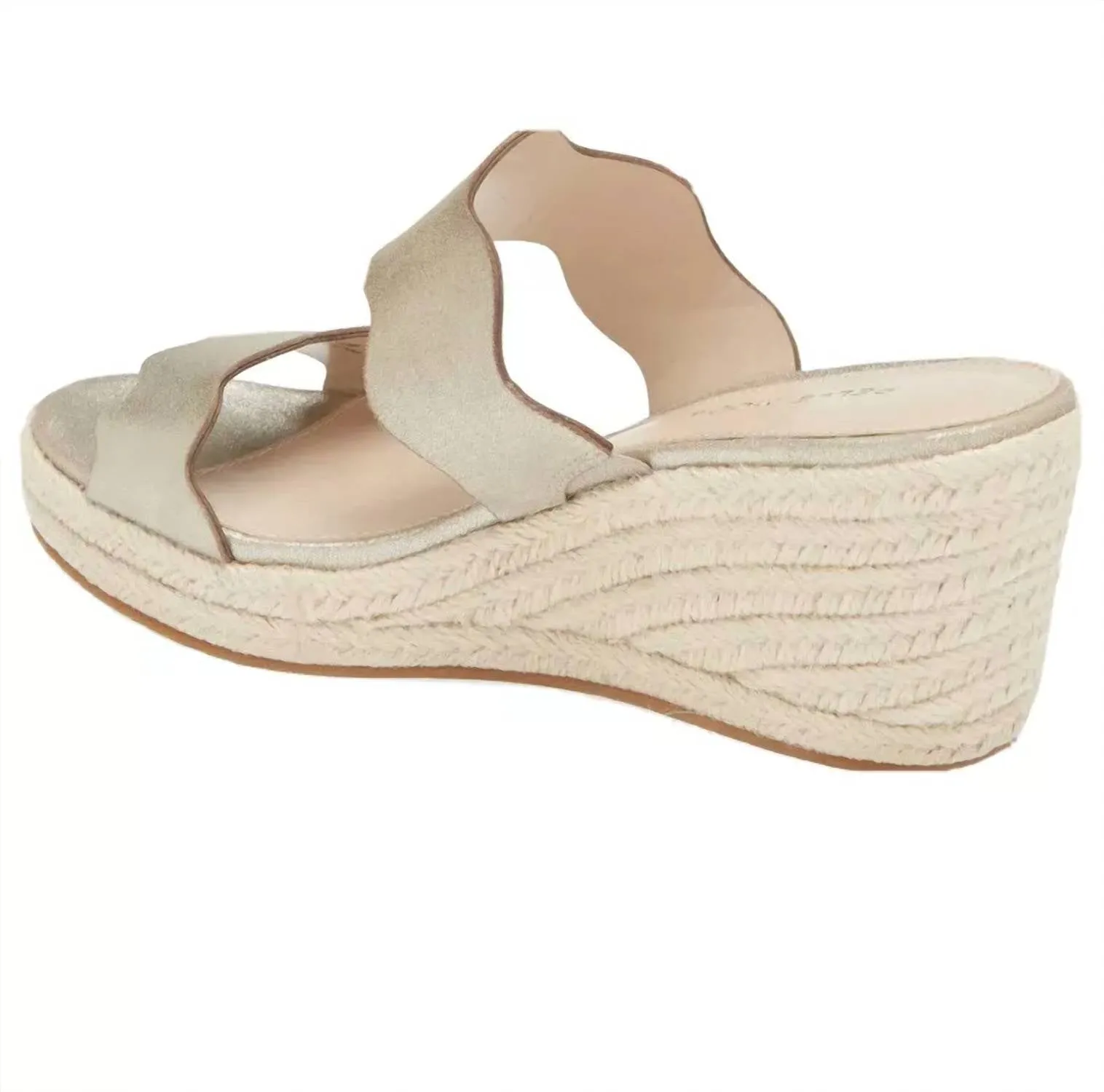 Women's Krew Wedge Sandals In Platinum Gold Metallic Suede
