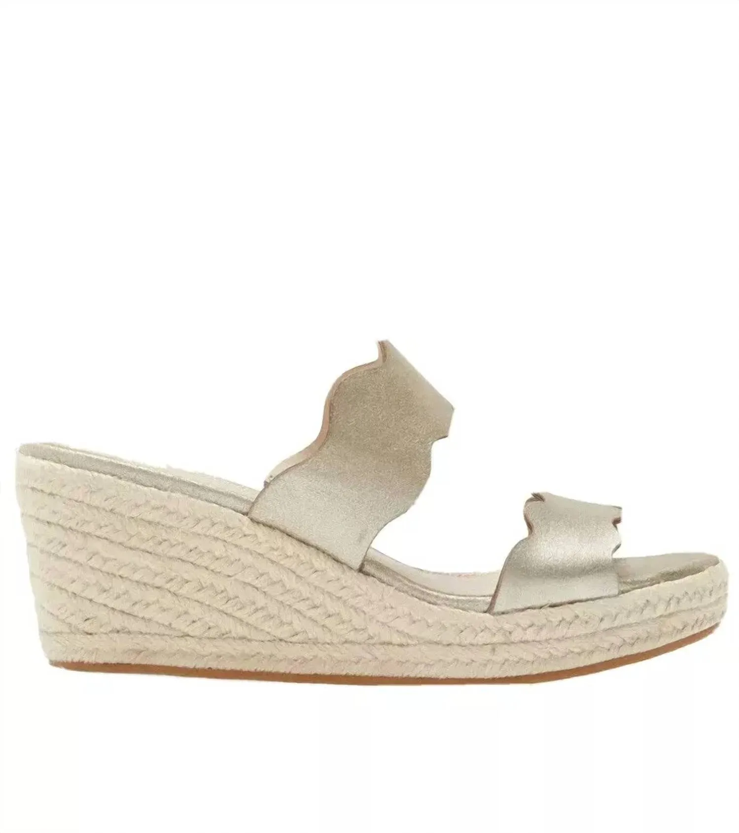 Women's Krew Wedge Sandals In Platinum Gold Metallic Suede