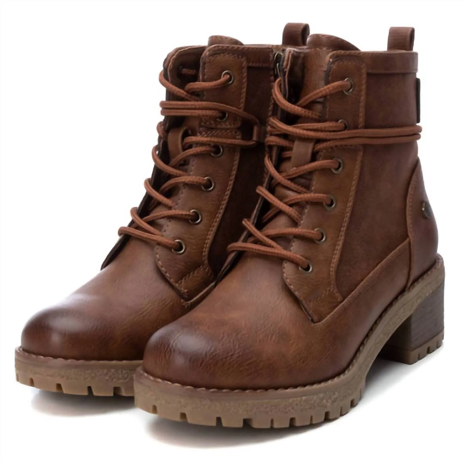 Women's Lace-Up Booties In Camel