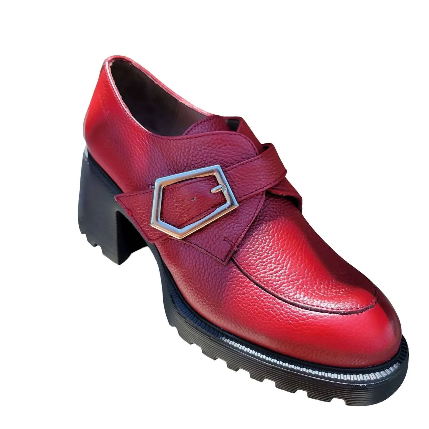 Women's Lug Heeled Loafers In Wild Ruby