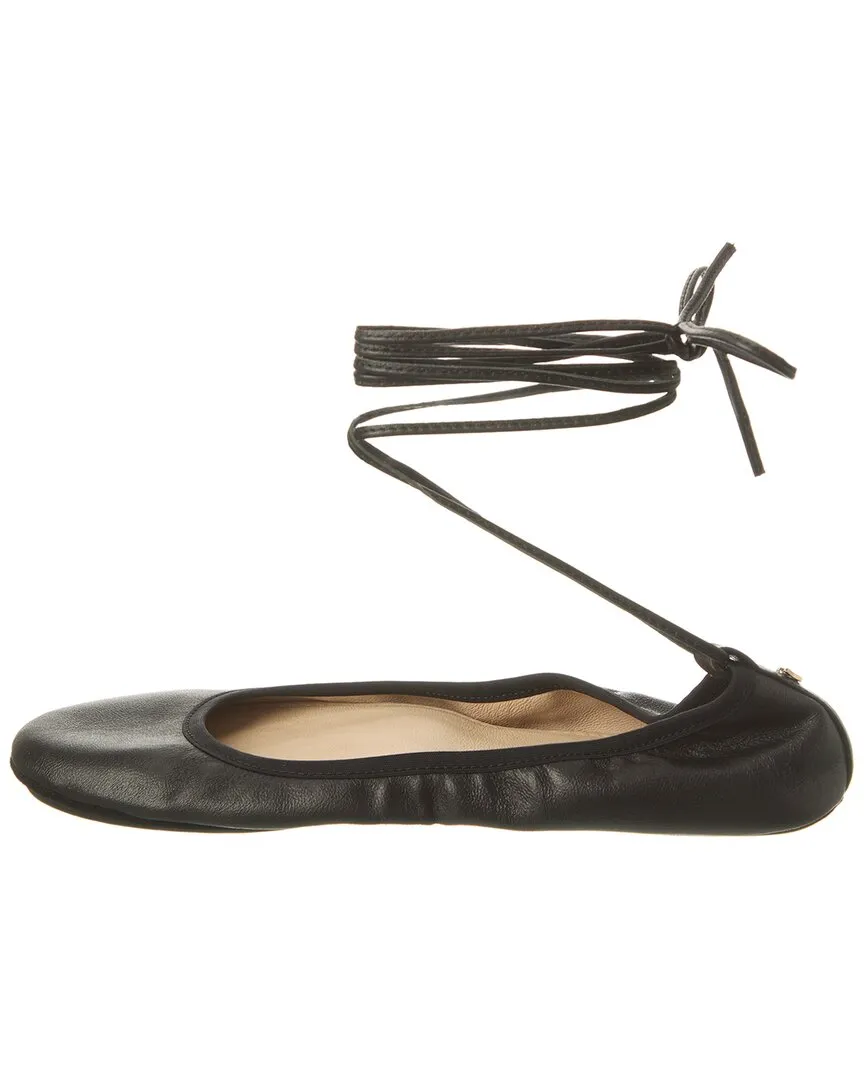 Yosi Samra Sofia Ankle Wrap Leather Flat