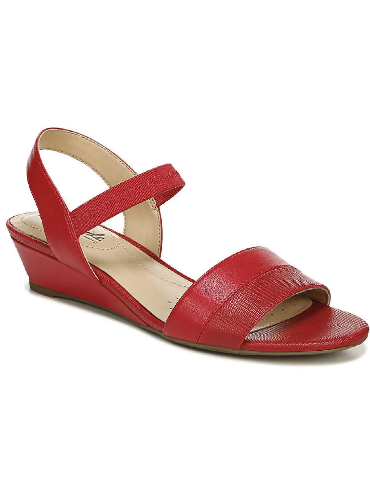 Yuma Womens Faux Leather Lizard Print Wedge Sandals