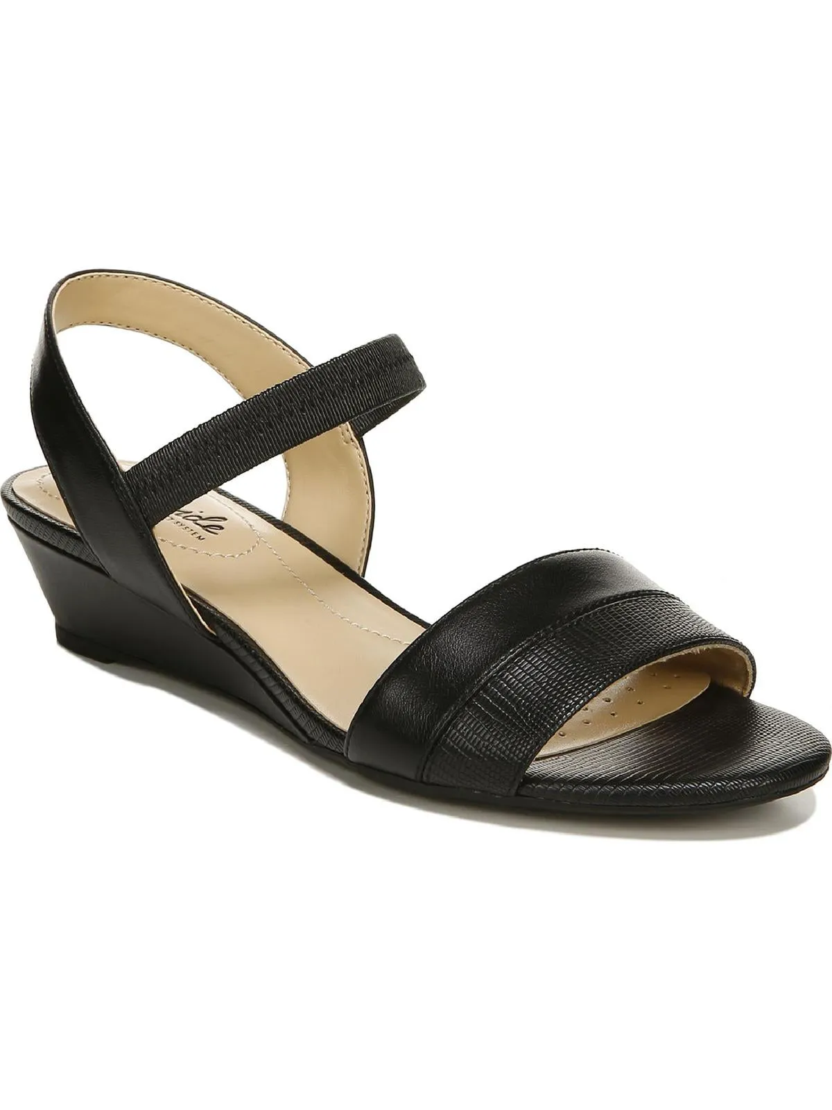Yuma Womens Faux Leather Lizard Print Wedge Sandals